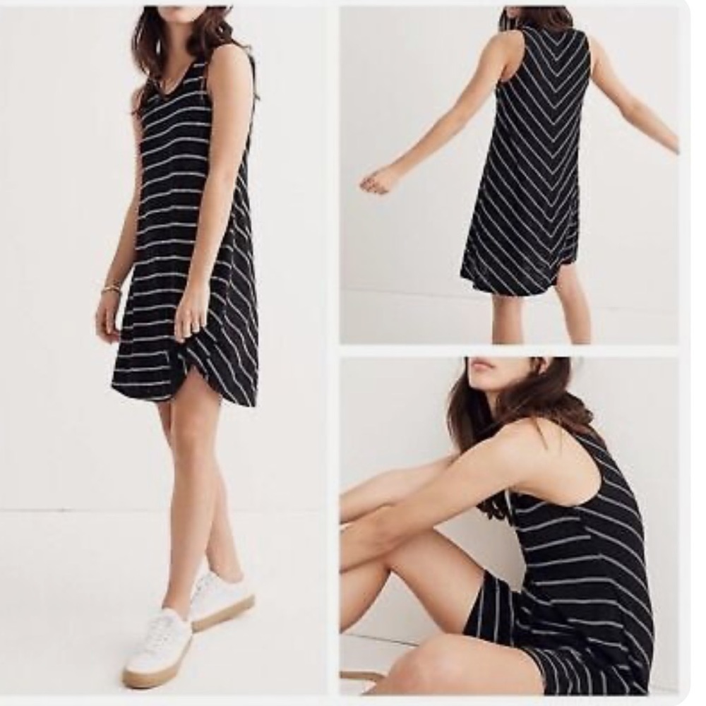 MADEWELL Blk/Wht Stripe Tank Dress, Size M